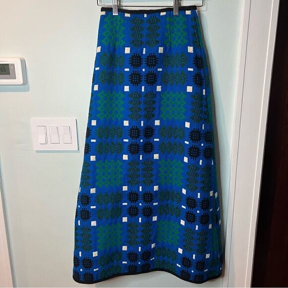 Unique David Designs Wrap Geometrical Print Wool Maxi Skirt Size XXS - Picture 2 of 13